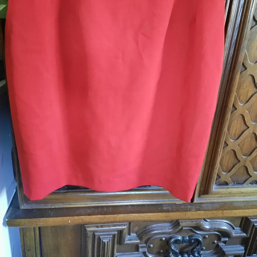 Vintage 90s Structured Shift Pencil Wool Skirt - Red, Size S - Picture 4 of 16